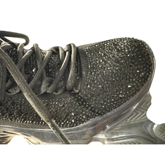NWOT Steve Madden Maxima-R Black Rhinestone Embellished‎ Sneakers Women's Size 8 - Picture 3 of 16